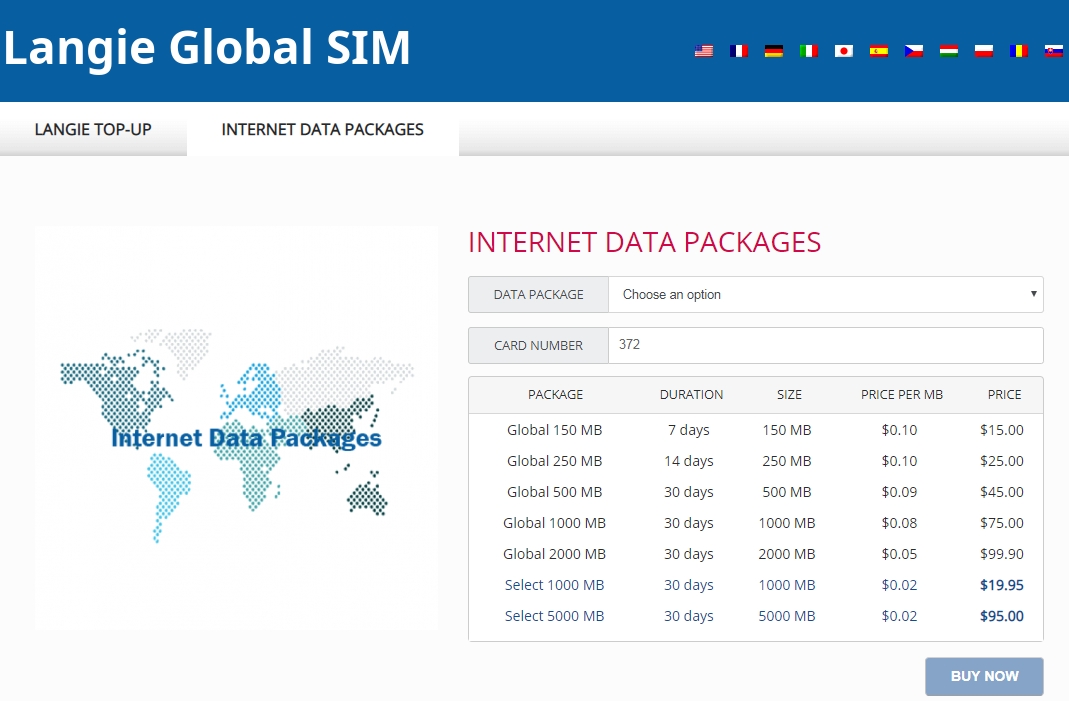 Лангие Глобал 3Г СИМ картица Интернет пакети података