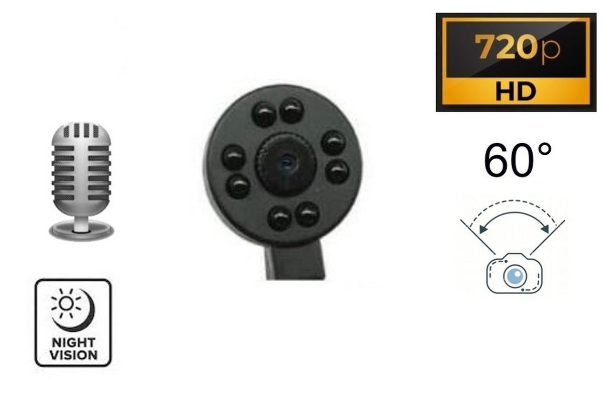 Пинхоле камера са ноћним видом 8к ИР у дугме ХД са углом од 60° + микрофон
